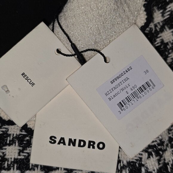 Sandro Faustina Houndstooth Mini Dress in Black & Cream, Various sizes, NWT - Picture 6 of 7